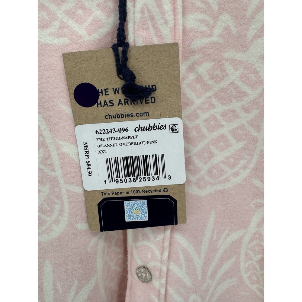 Chubbies Thigh-Napple Flannel Over Shirt Men XXL Pink Pineapple Print New/Tags - Picture 3 of 8